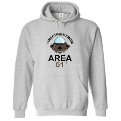 Greetings from Area 51 Classic Unisex Kids and Adults Pullover Hoodie for Sci-Fi Cartoon Fans
